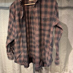 Arrow Plaid Button-Up Shirt in Navy, Rust, and Cream